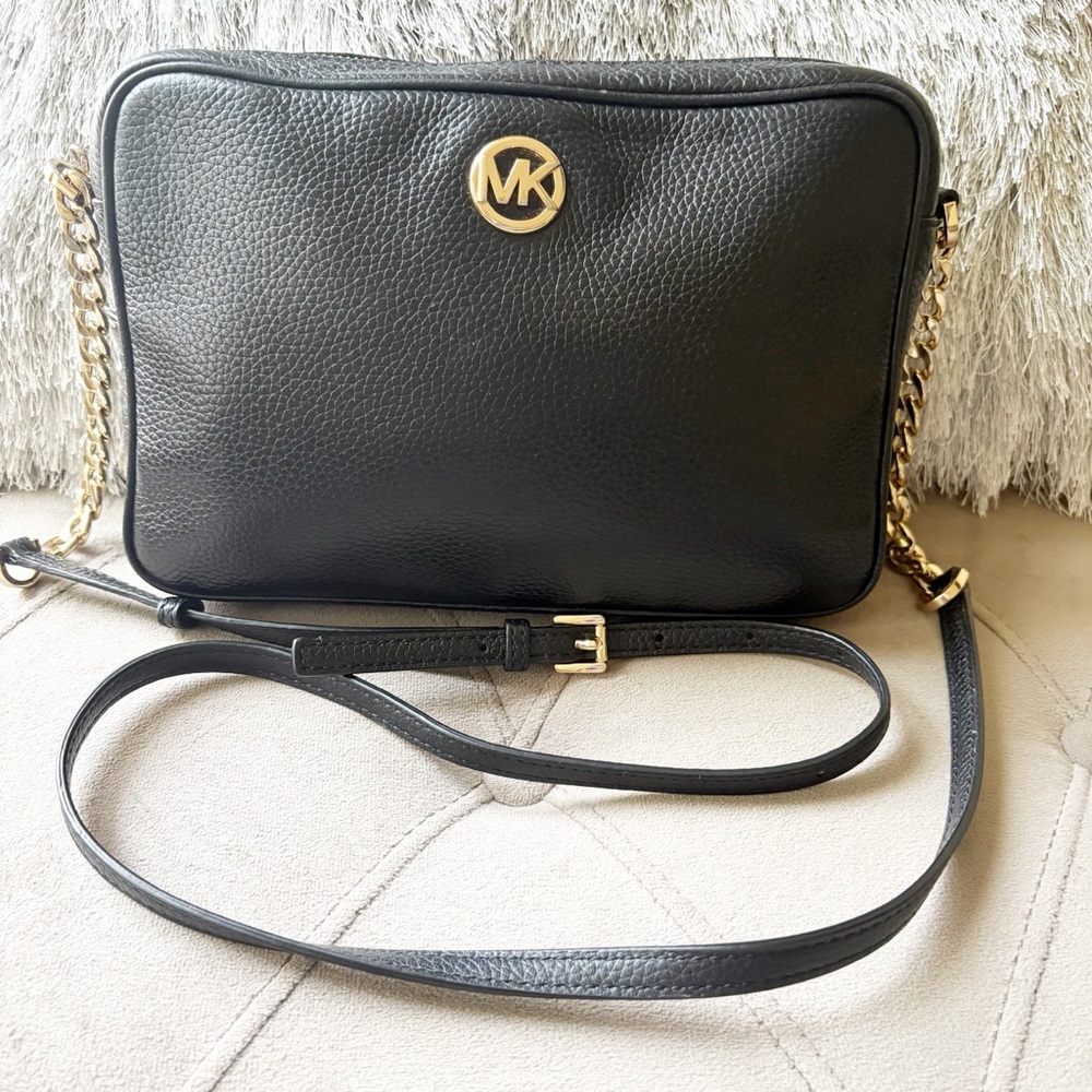 Michael Kors Black Leather Crossbody Bag